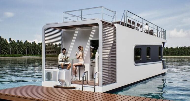 Hausboote — Visualisierung des OX WohnModuls