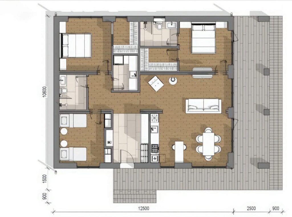 floor plan — Modular house 127 m²