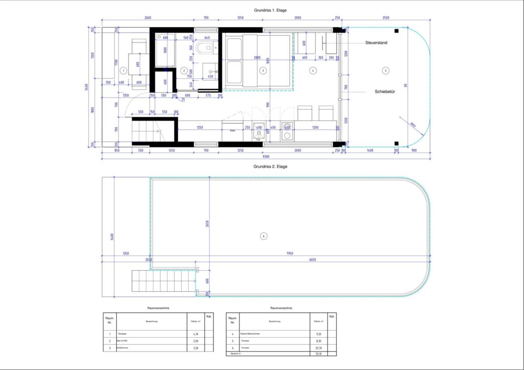 OMEGA 50 – floor plan and deck diagram (1st and 2nd deck), list of rooms